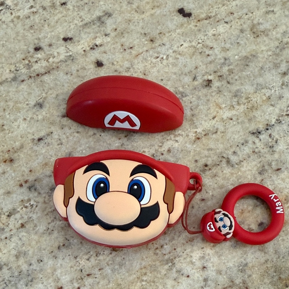 Nintendo Mario Red Earbud Case with Character Ring Charm